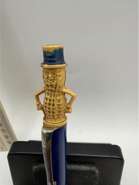 Vintage Planters Mr. Peanut Ballpoint Pen Blue Yellow USA Advertising